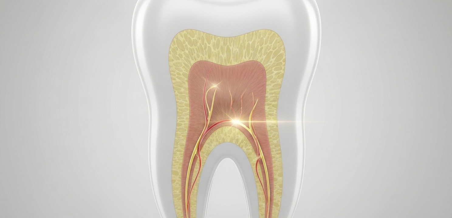 Understanding the Internal Structure of a Tooth Sensitive Teeth pain occurs when the protective outer enamel wears away, exposing the porous dentin layer and its microscopic tubules leading to the nerve.