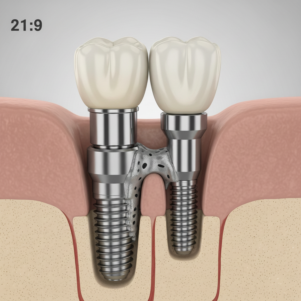 Dental Implants Cost in Canada: Visualizing the titanium implant fixture, abutment, and crown in jawbone.