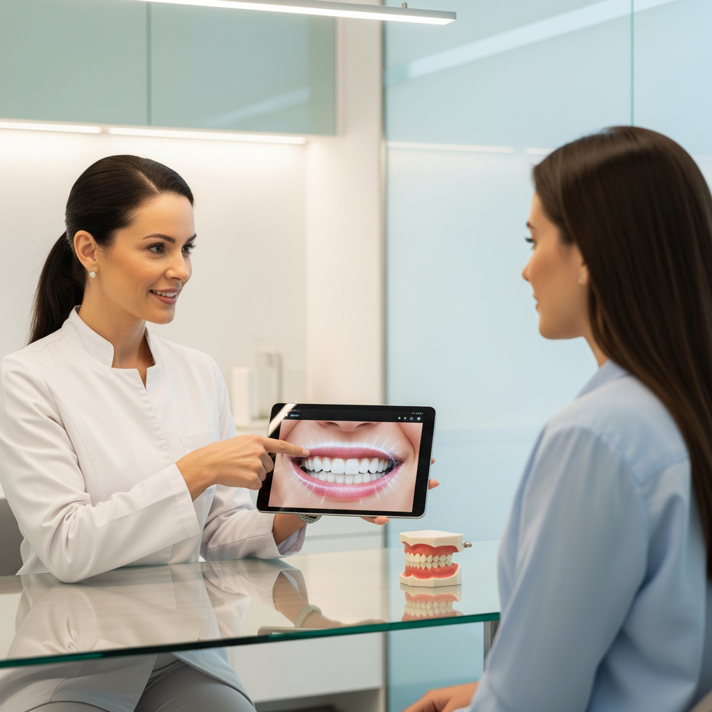 What Are Dental Veneers: A cosmetic dentist discussing smile design options with a patient