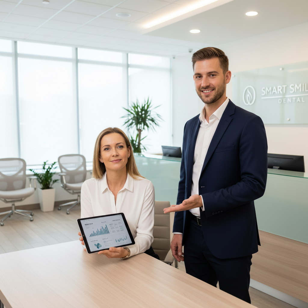 Patient reviewing dental financing in clinic Invisalign Cost in Canada can be managed with various financing options available at dental clinics.