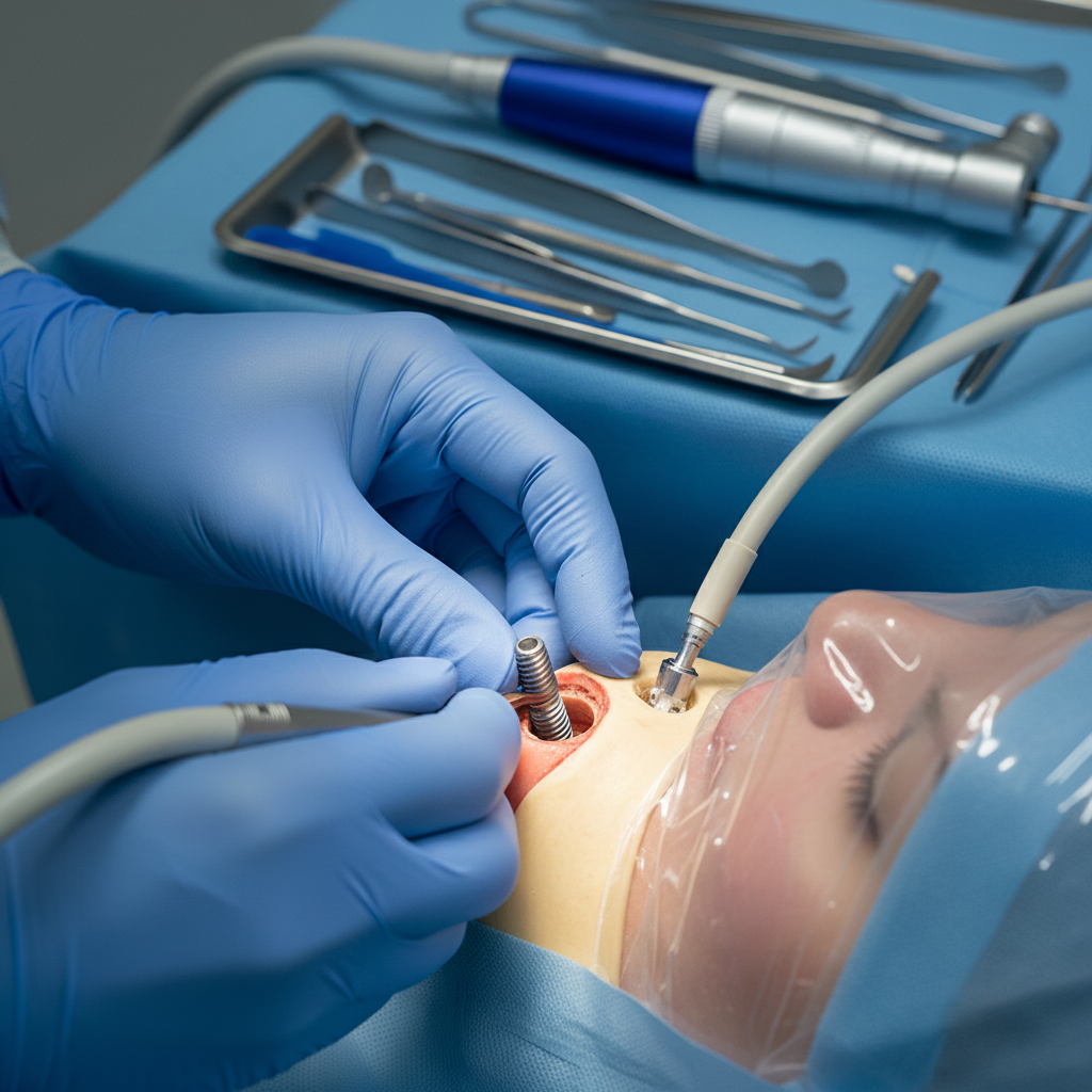 Dental implant post insertion surgery Dental Implant Procedure involves surgical placement of a titanium post into the jawbone.