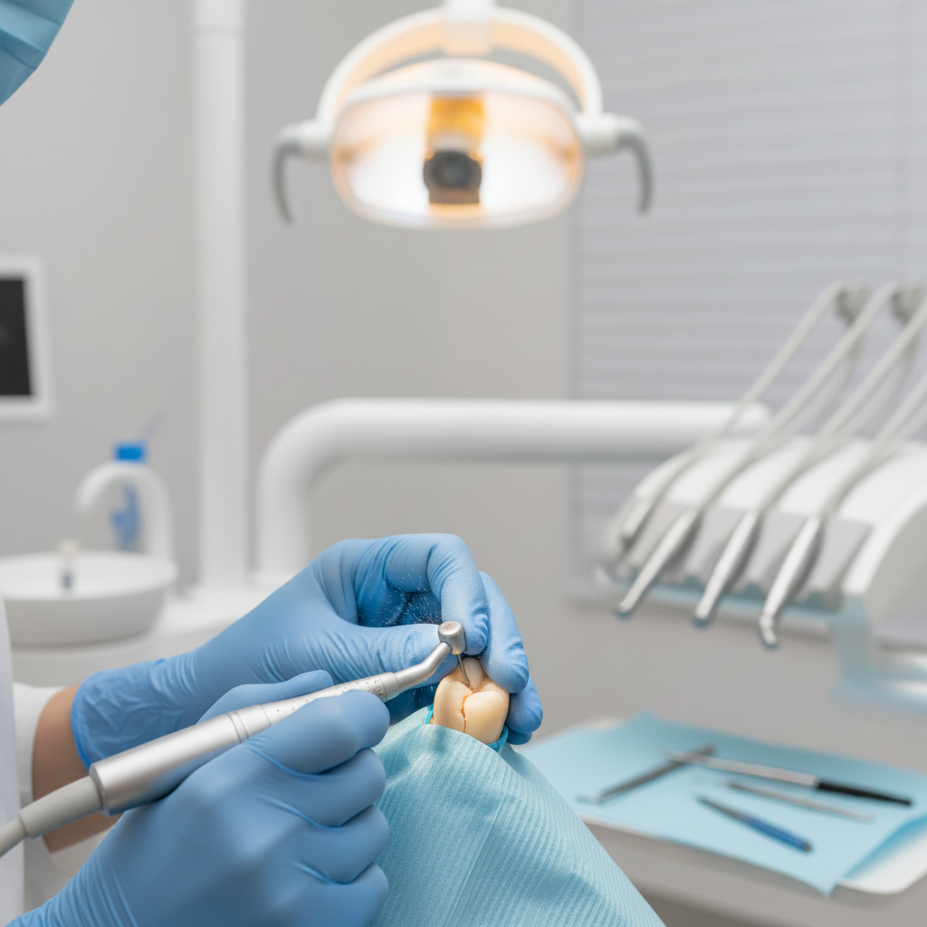 Preparing tooth for a dental crown Dentists Repair Cracked Teeth effectively through precise preparation for custom crown placement, restoring dental integrity.