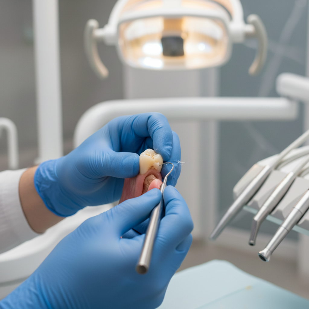 Professional dental scaling and root planing treatment Gum Disease: professional scaling and root planing procedure carefully cleans tooth surfaces, removing plaque and tartar effectively.