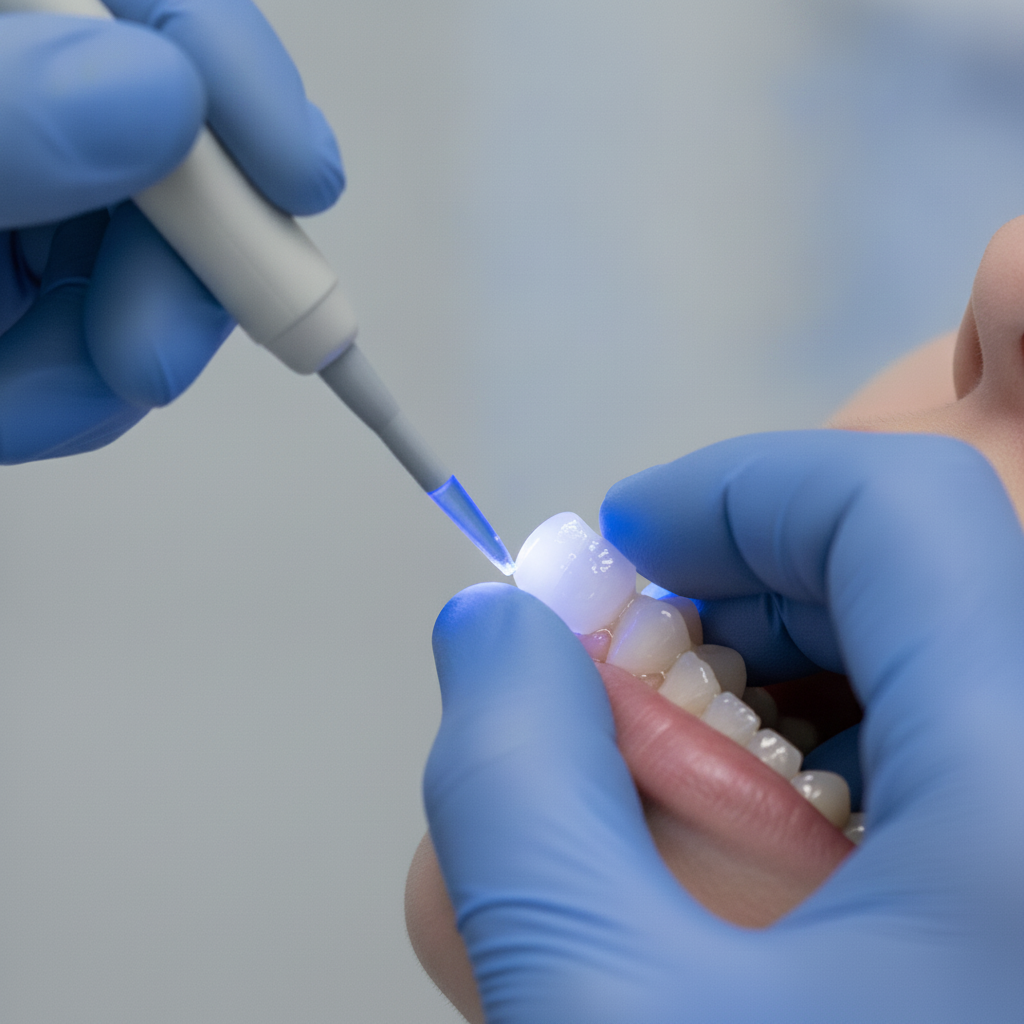 Veneers Are So Popular in Canada demonstrating the intricate and precise bonding process on a prepared tooth surface