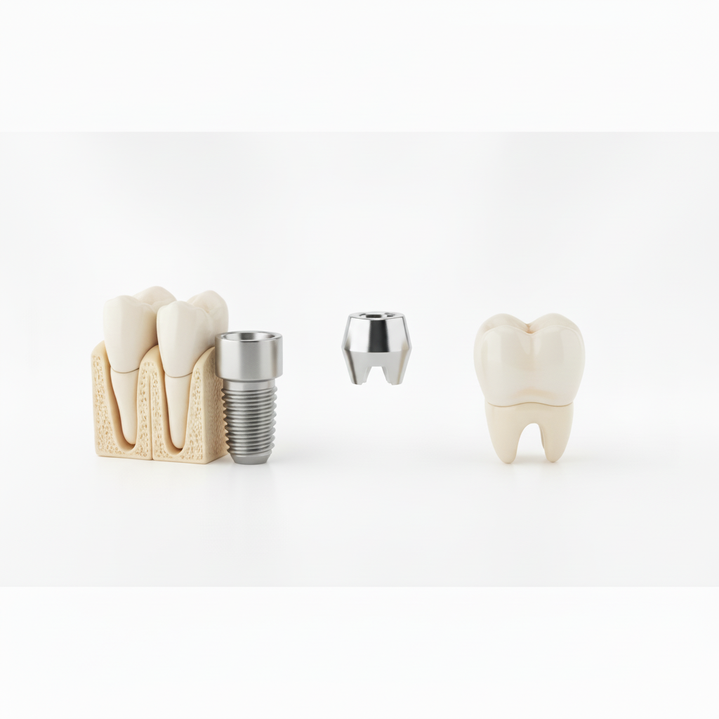 Dental Implants Cost in Canada (2026) – The three core components forming a complete dental implant solution