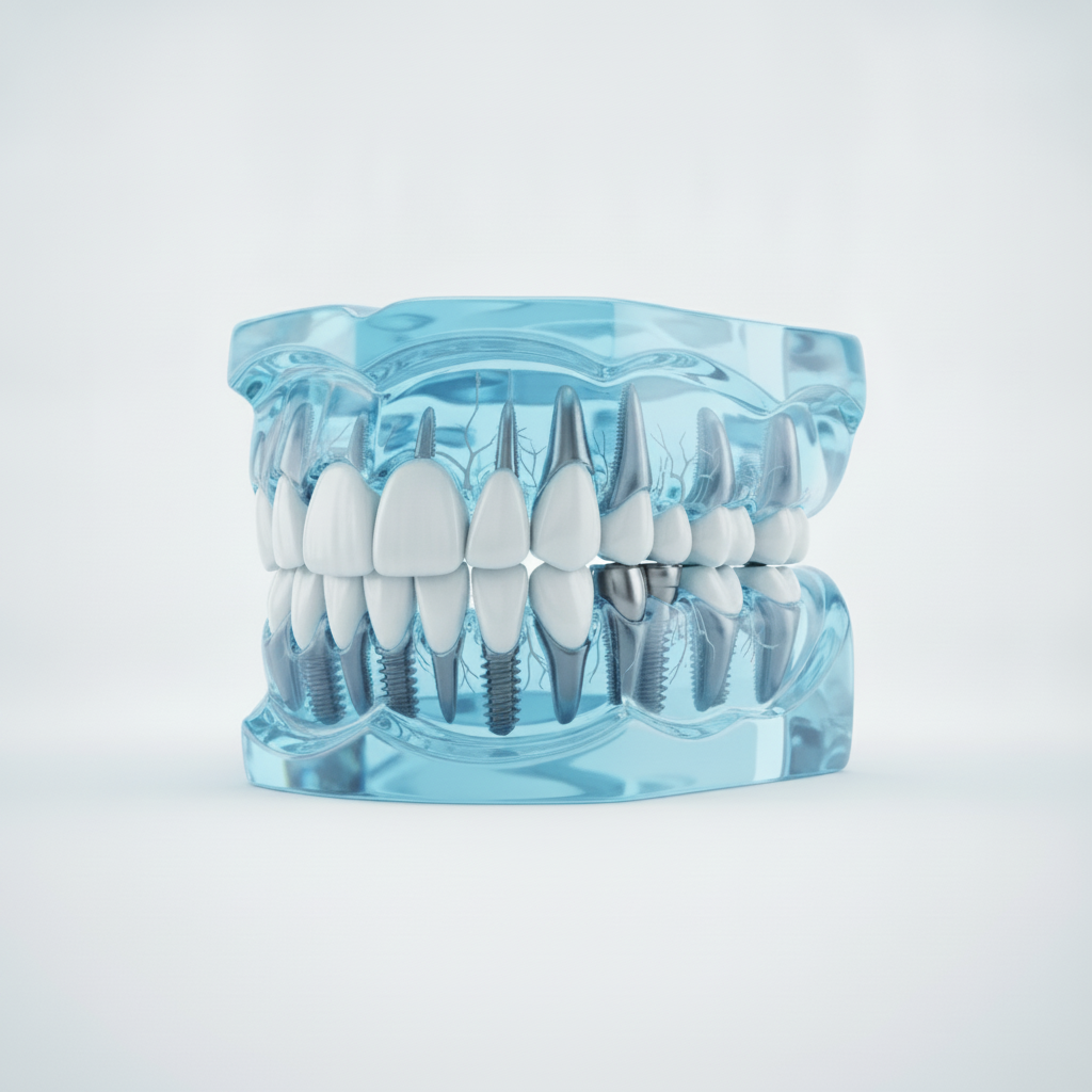 Full Mouth Dental Implants Cost Canada, visualizing the surgical placement and secure integration of implants within the jawbone.