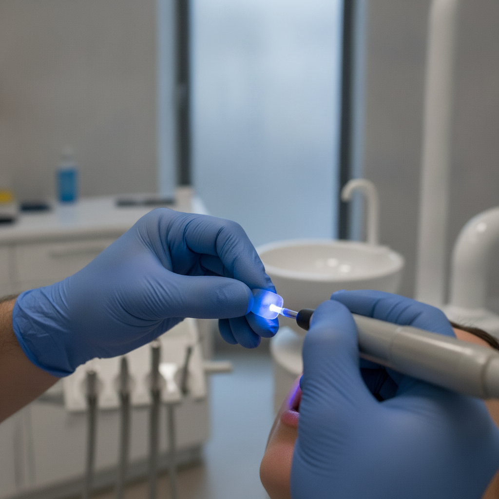 Dental professional performing veneer bonding procedure How Much Do Veneers Cost in Canada, understanding the precise bonding procedure for dental veneers is crucial for patients
